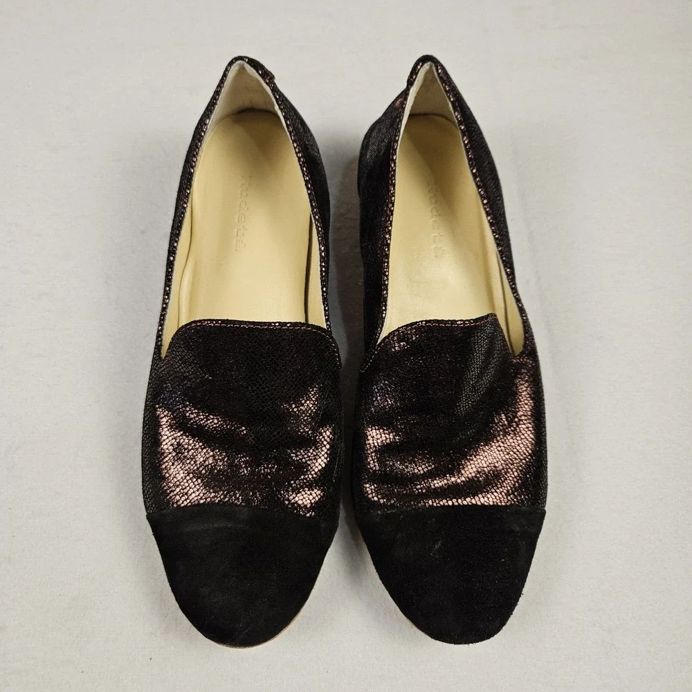 Kudeta Leather Loafer Women 40 Italian Designer Sparkle Suede Burgundy 9.5 Heels